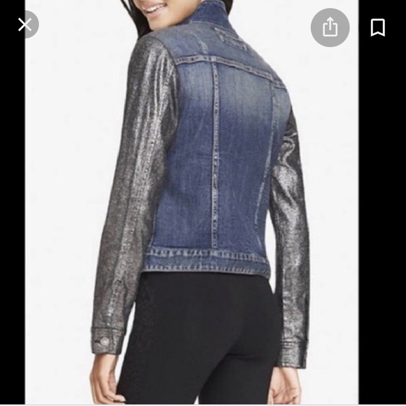 ☘️🌸 Express Denim silver sleeves Jacket 🌸☘️ - Picture 7 of 11